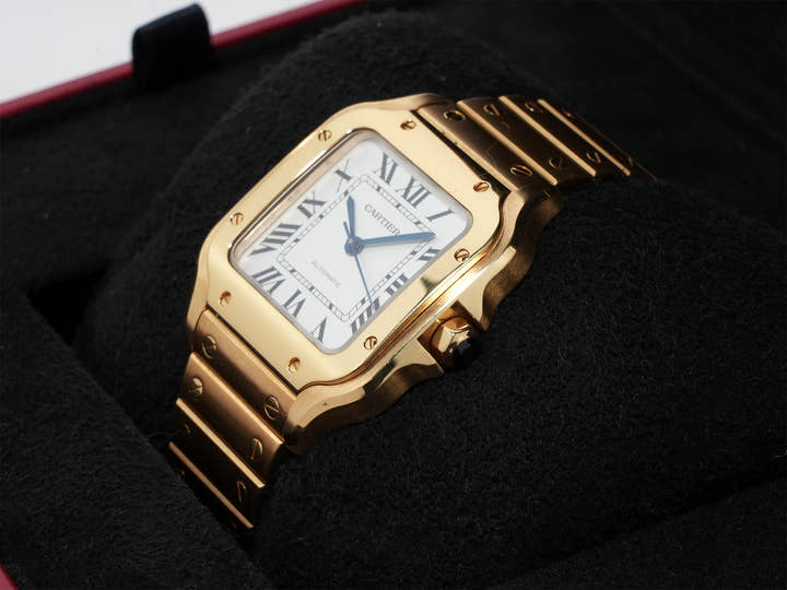 カルティエ サントス ドゥ カルティエ Ref.WGSA0010 イエローゴールド シルバー文字盤 中古 tfewqw5s