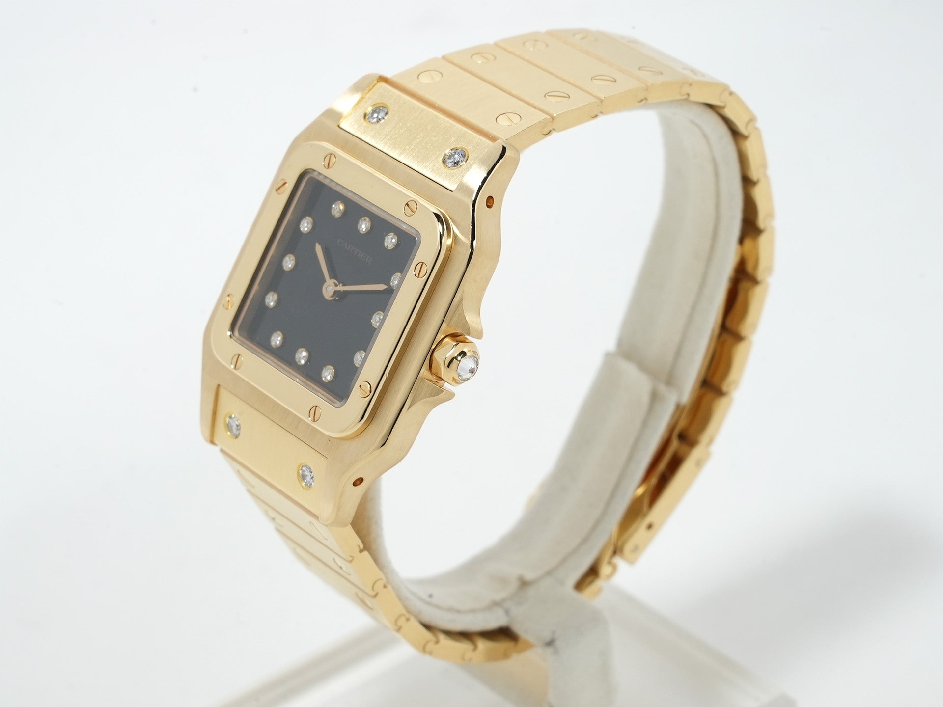 カルティエ サントス カレ Ref.84430000 イエローゴールド ブラック文字盤 美品 ron647uu