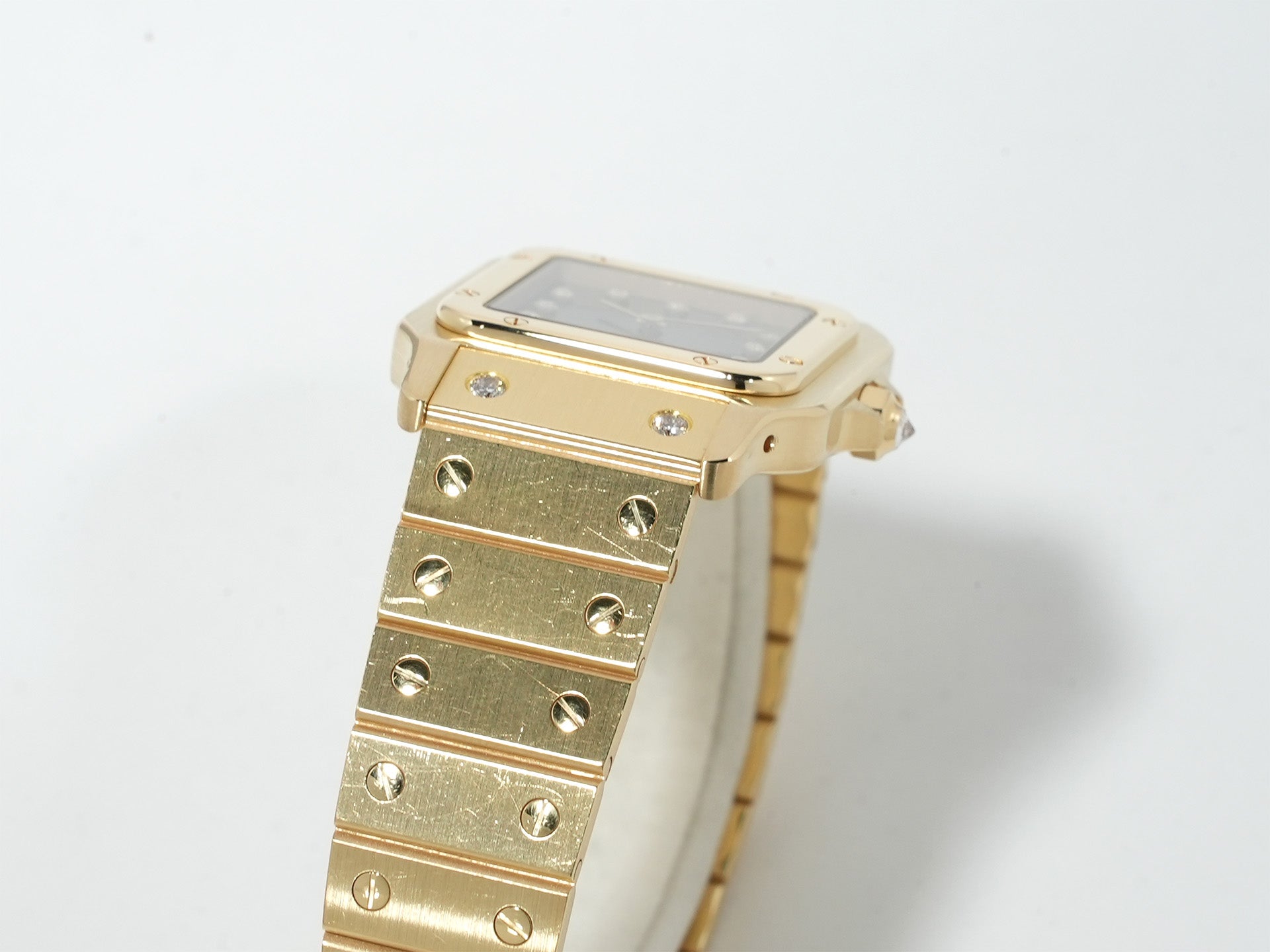 カルティエ サントス カレ Ref.84430000 イエローゴールド ブラック文字盤 美品 ron647uu