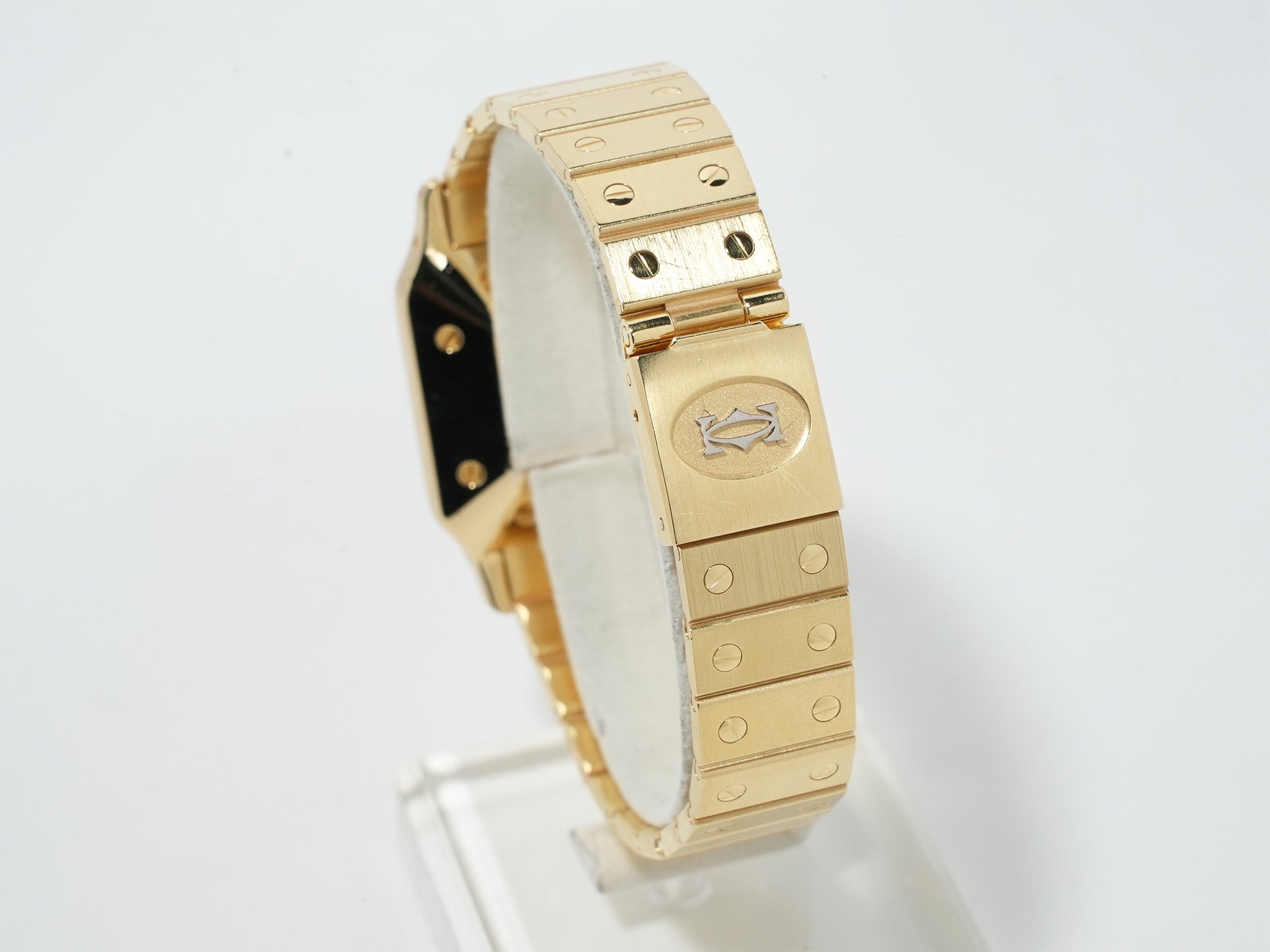 カルティエ サントス カレ Ref.84430000 イエローゴールド ブラック文字盤 美品 ron647uu