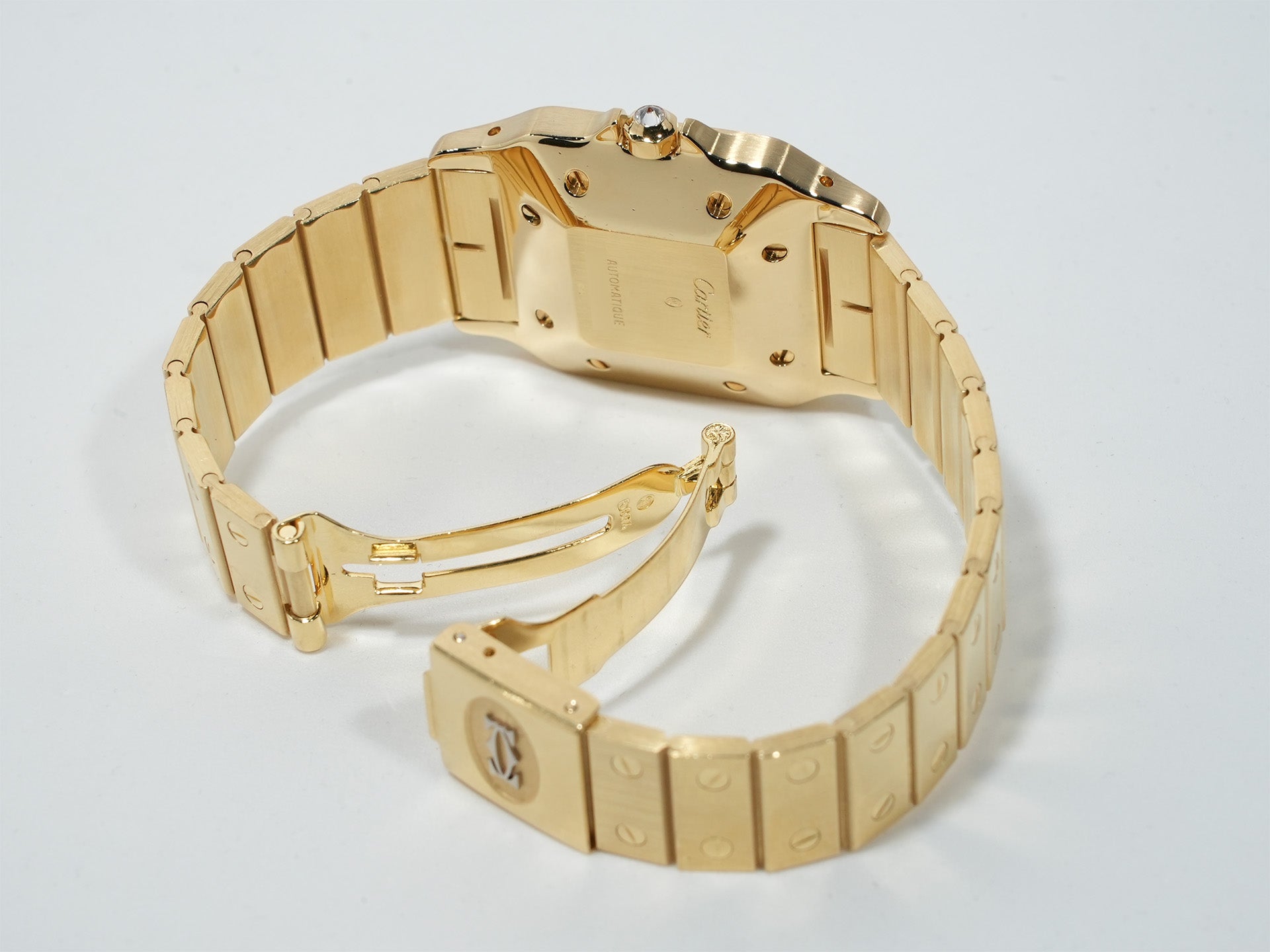 カルティエ サントス カレ Ref.84430000 イエローゴールド ブラック文字盤 美品 ron647uu