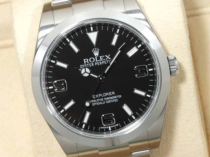 Rolex Explorer I Blackout Ref. 214270 Stainless Steel Black Dial Oyster Bracelet Unused ewnqzeh9
