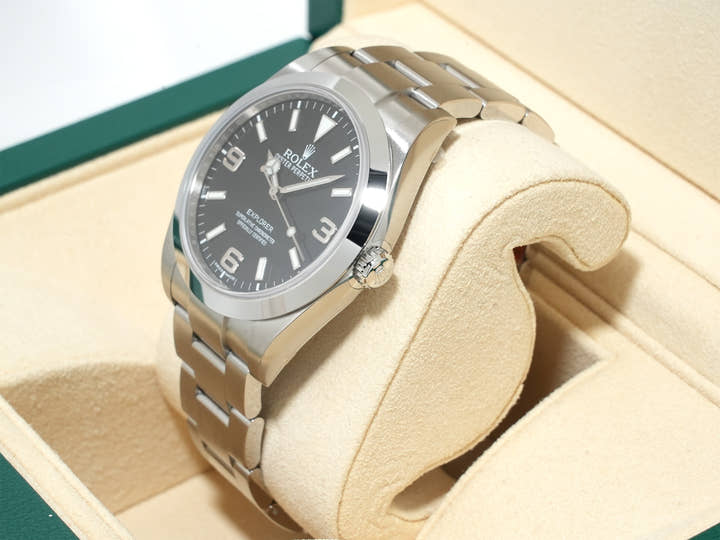 Rolex Explorer I Blackout Ref. 214270 Stainless Steel Black Dial Oyster Bracelet Unused ewnqzeh9