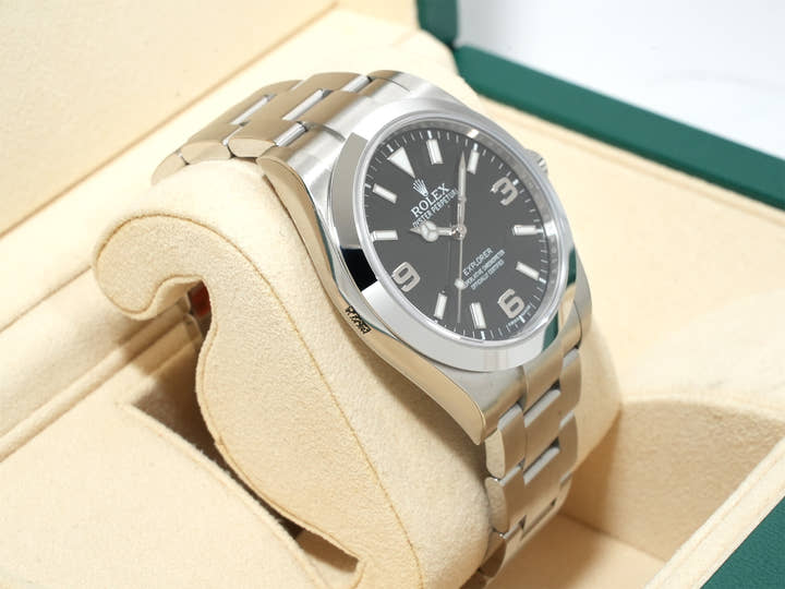 Rolex Explorer I Blackout Ref. 214270 Stainless Steel Black Dial Oyster Bracelet Unused ewnqzeh9