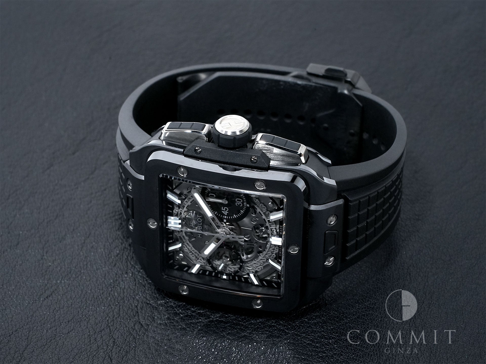 ウブロ スクエアバン ウニコ ブラックマジック Ref.821.CI.0170.RX ブラックセラミック スケルトン文字盤 美品 w9qejdu6