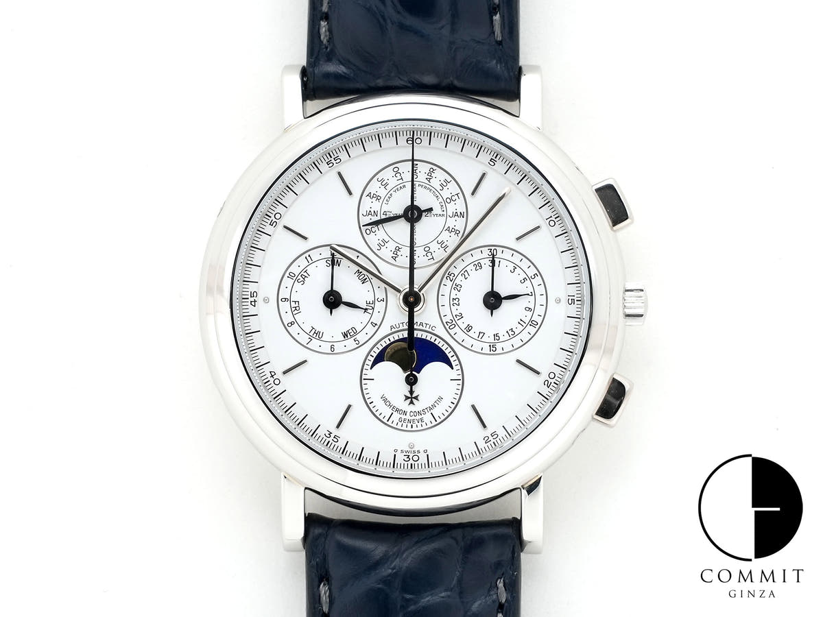 ヴァシュロンコンスタンタン パトリモニー パーペチュアルカレンダー クロノグラフ Ref.49005/000P-7622 プラチナ ホワイト文字盤 美中古 d8rm7mhh