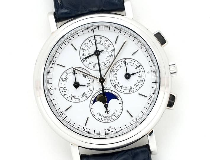 ヴァシュロンコンスタンタン パトリモニー パーペチュアルカレンダー クロノグラフ Ref.49005/000P-7622 プラチナ ホワイト文字盤 美中古 d8rm7mhh