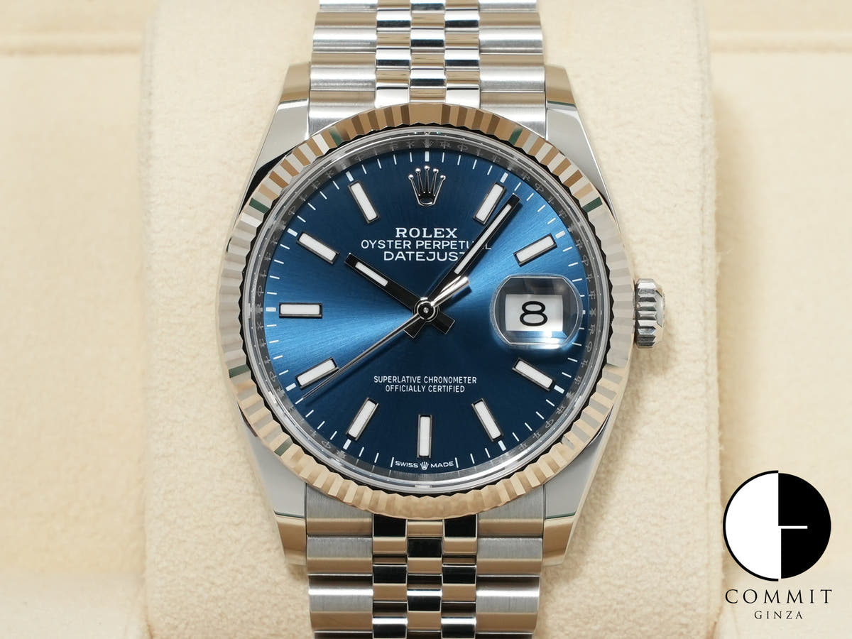 ロレックス デイトジャスト36 Ref.126234 ステンレススチール/ホワイトゴールド ブルー文字盤 ジュビリーブレスレット 中古 uduwq9ep