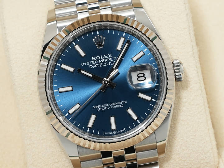 ロレックス デイトジャスト36 Ref.126234 ステンレススチール/ホワイトゴールド ブルー文字盤 ジュビリーブレスレット 中古 uduwq9ep