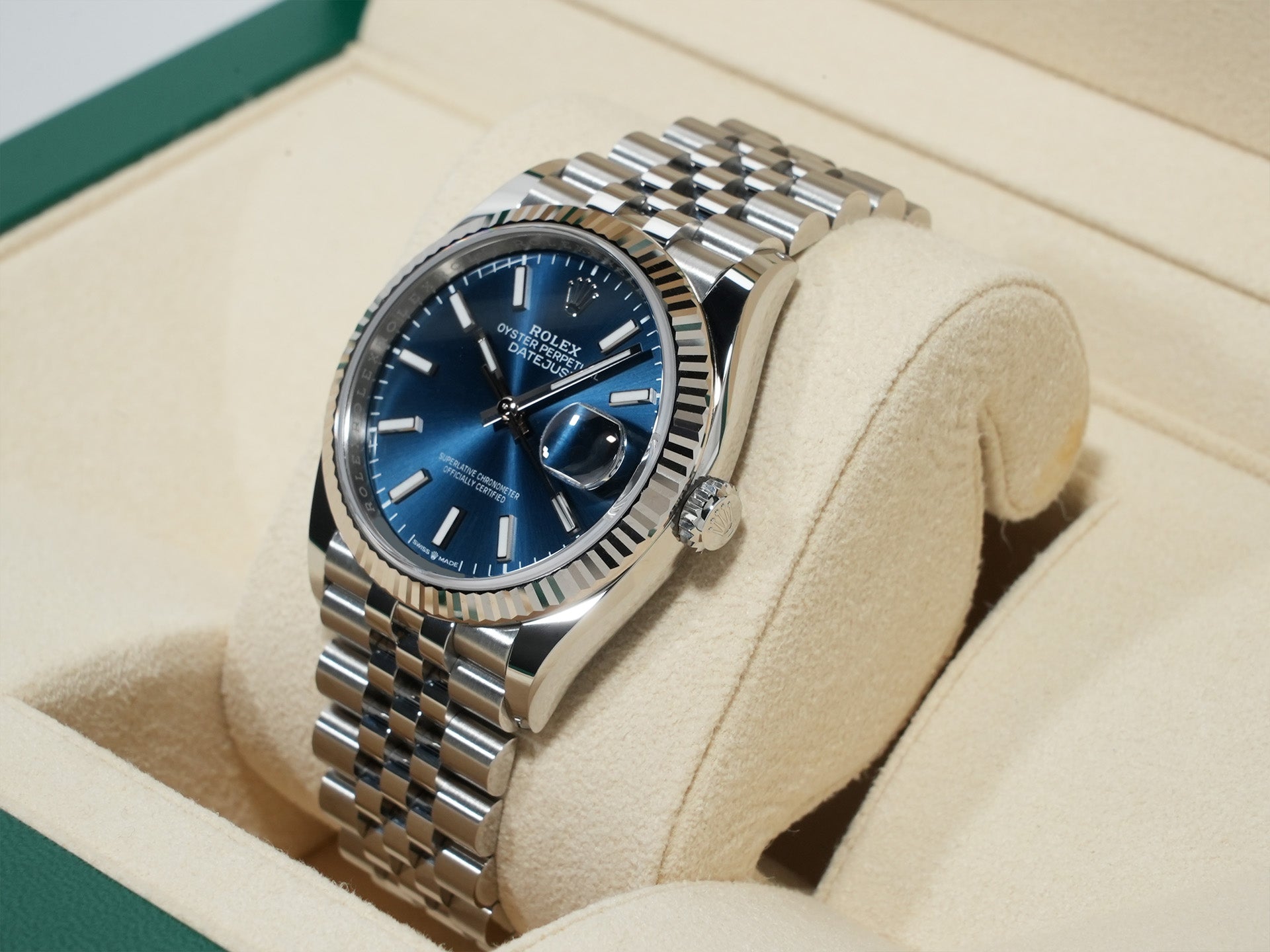 ロレックス デイトジャスト36 Ref.126234 ステンレススチール/ホワイトゴールド ブルー文字盤 ジュビリーブレスレット 中古 uduwq9ep