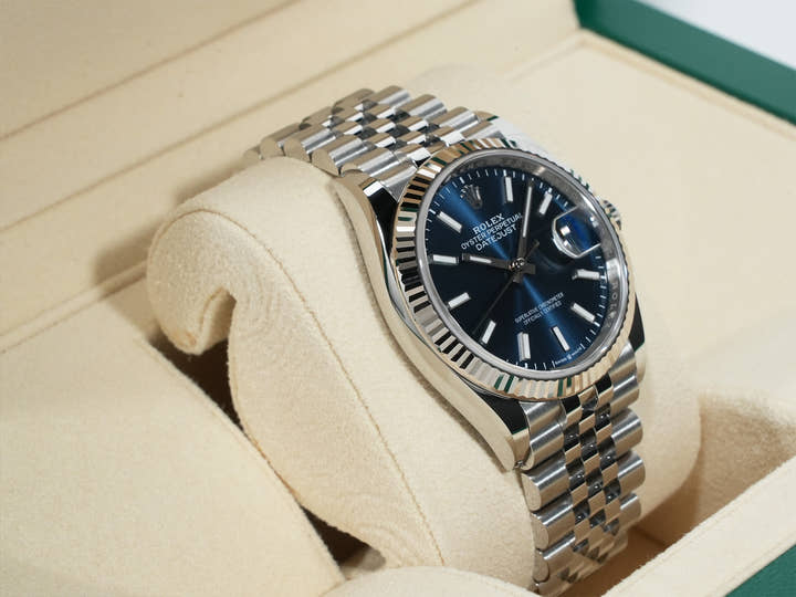 ロレックス デイトジャスト36 Ref.126234 ステンレススチール/ホワイトゴールド ブルー文字盤 ジュビリーブレスレット 中古 uduwq9ep