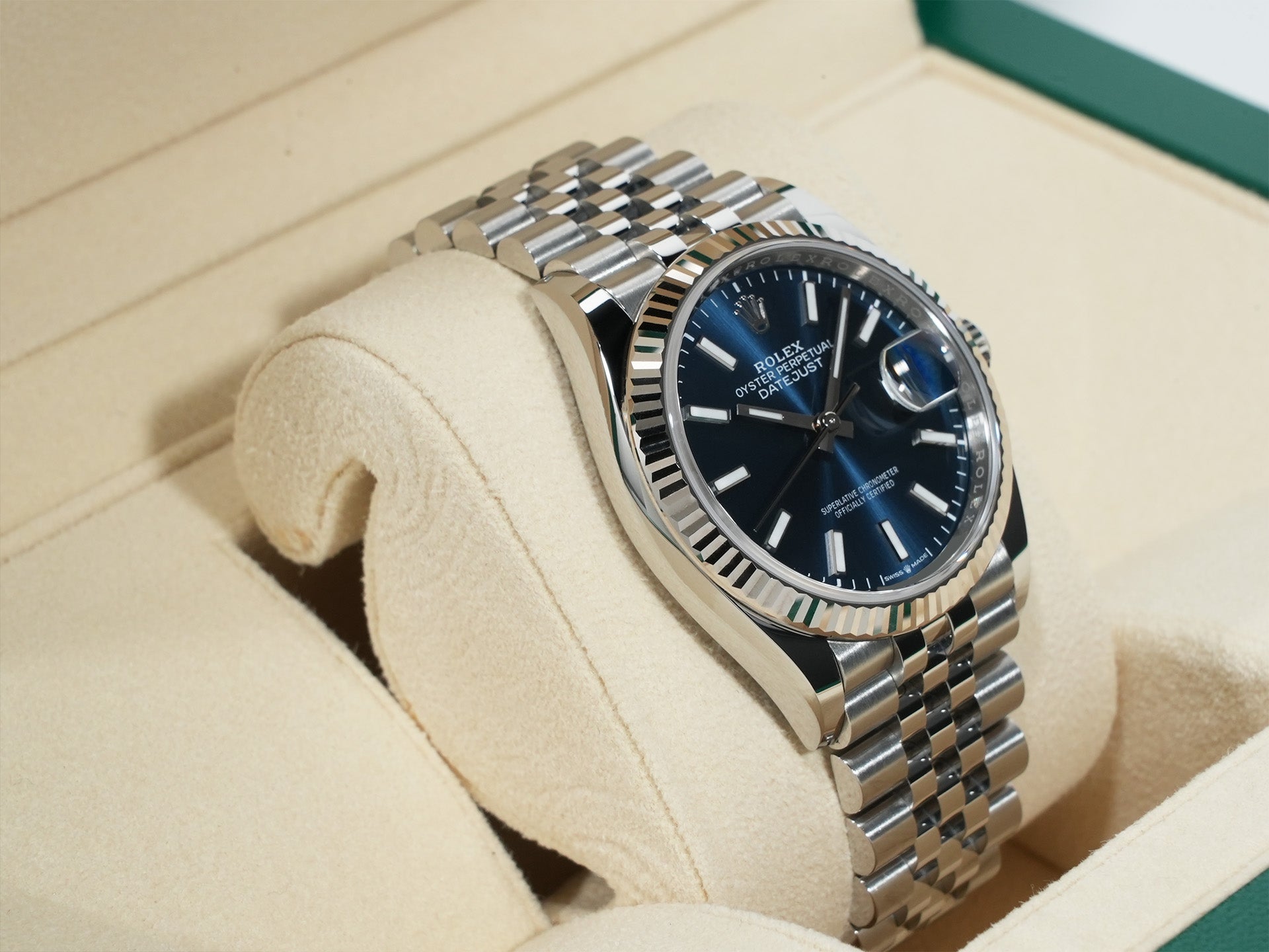 ロレックス デイトジャスト36 Ref.126234 ステンレススチール/ホワイトゴールド ブルー文字盤 ジュビリーブレスレット 中古 uduwq9ep