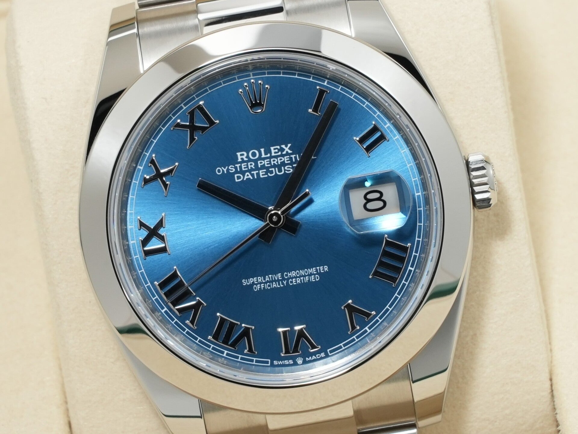 Rolex Datejust 41 Ref. 126300 Stainless Steel Azzurro Blue Dial Oyster Bracelet Excellent Condition 599j6ngo