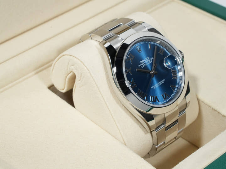 Rolex Datejust 41 Ref. 126300 Stainless Steel Azzurro Blue Dial Oyster Bracelet Excellent Condition 599j6ngo