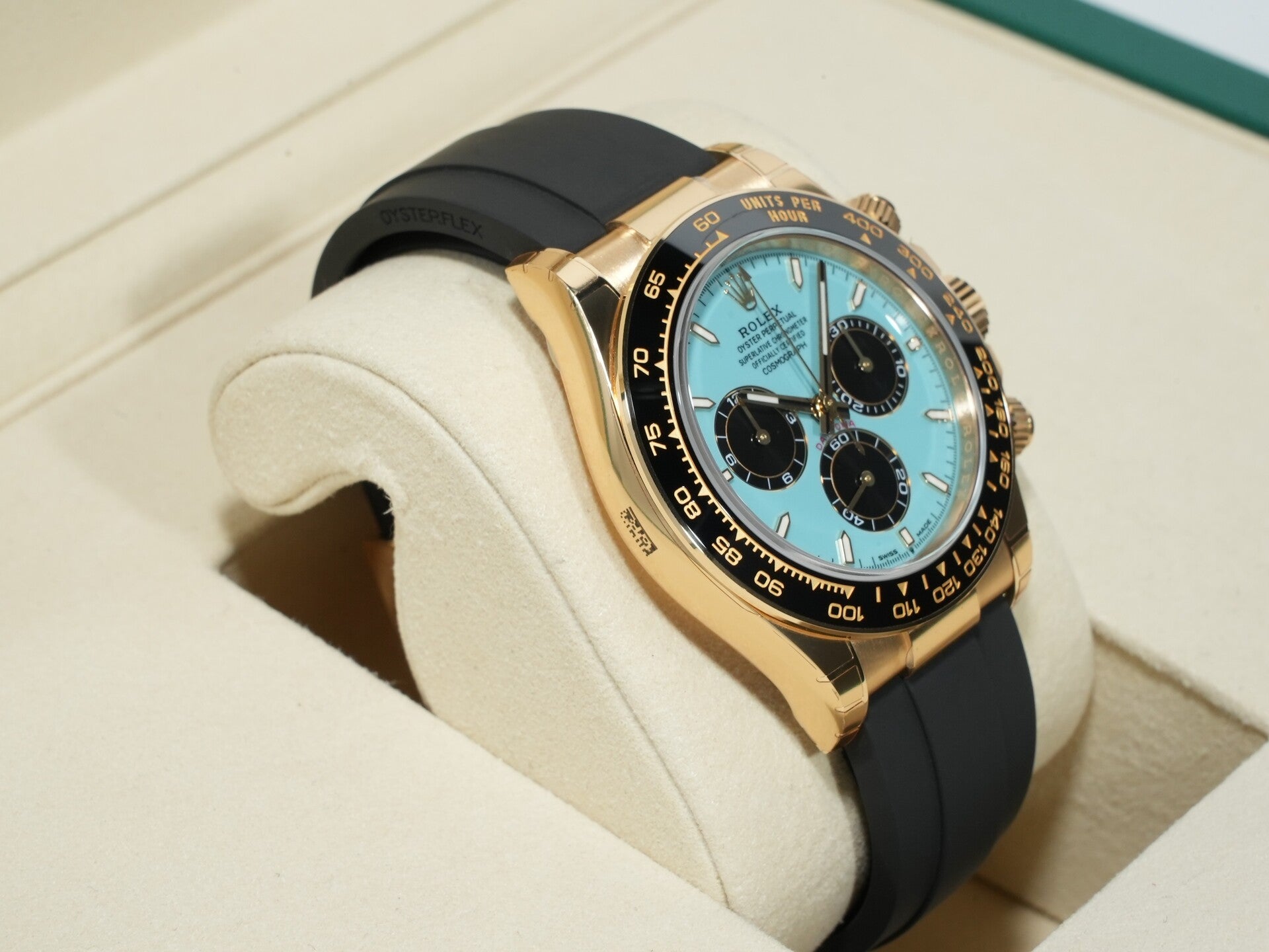 Rolex Daytona Ref. 126518LN Yellow Gold Turquoise Blue Dial Unused 5iehf98m