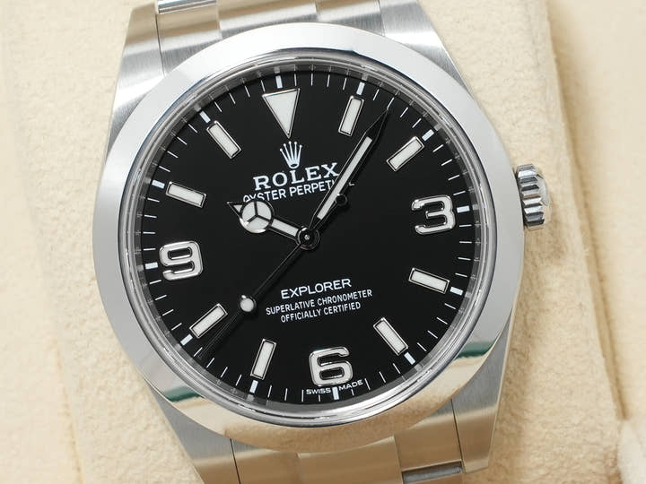 ロレックス エクスプローラーI Ref.214270 ステンレススチール ブラック文字盤 オイスターブレスレット 美中古 nmaiyz7u