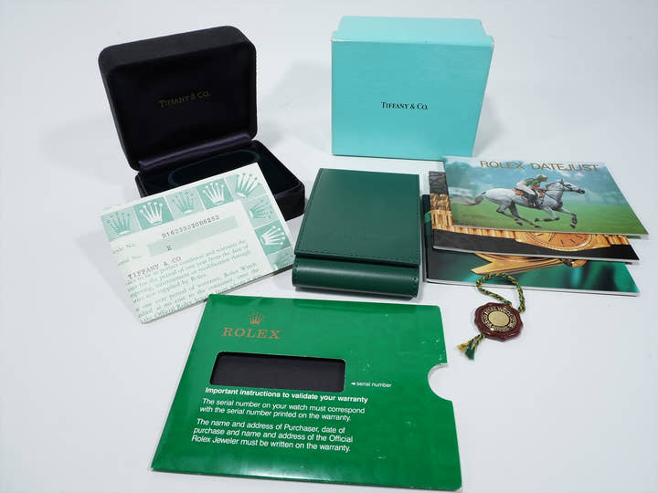 Pre-owned Rolex Datejust 36 with TIFFANY double name, Ref. 16233, stainless steel/yellow gold, champagne dial, ezoq67dh