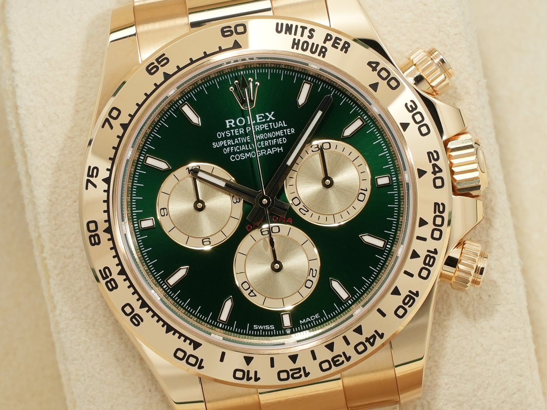 Rolex Daytona Ref. 126508 Yellow Gold Green Dial Unused cg2yvqgw