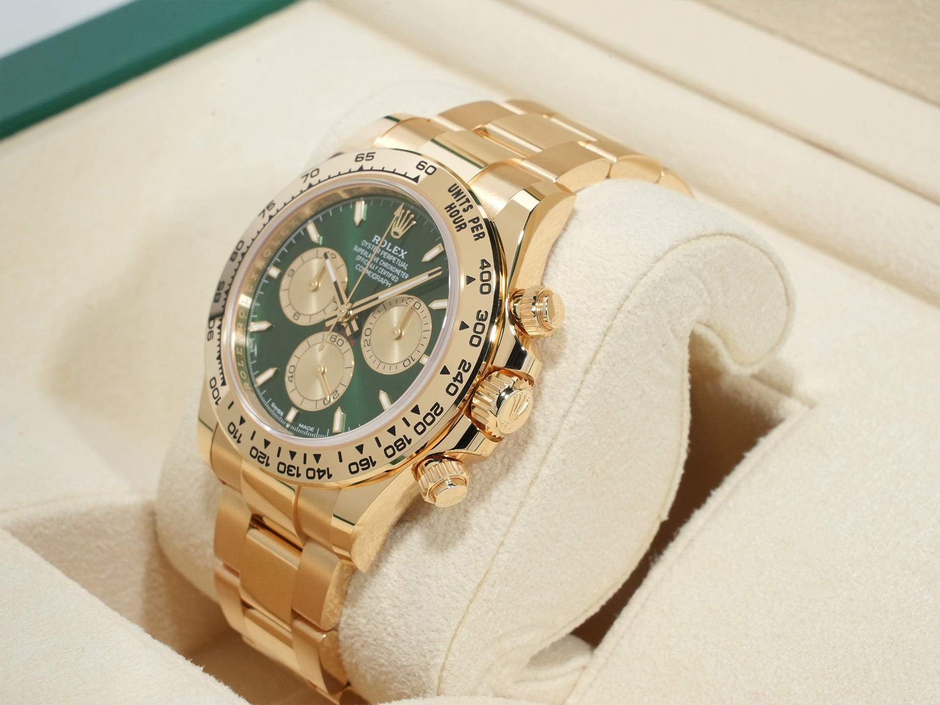 Rolex Daytona Ref. 126508 Yellow Gold Green Dial Unused cg2yvqgw