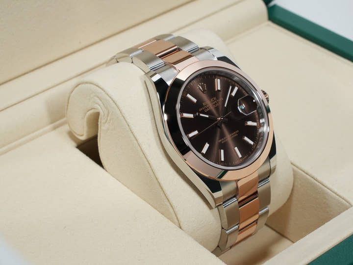 Rolex Datejust 41 Ref. 126301 Stainless Steel/Everose Gold Chocolate Dial Oyster Bracelet Unused qfc7gi4t