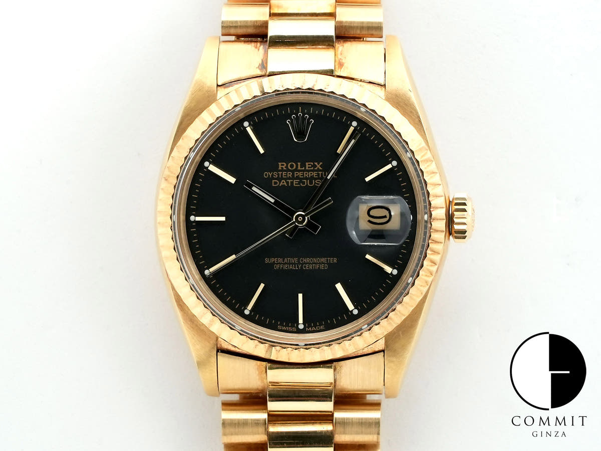 ロレックス デイトジャスト Ref.1601 イエローゴールド ブラック文字盤 中古 7evi39ki