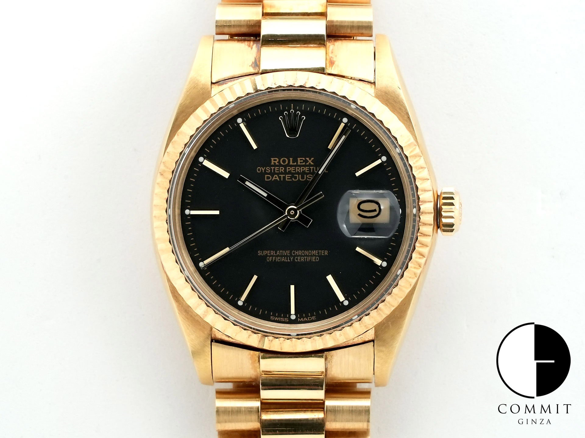 ロレックス デイトジャスト Ref.1601 イエローゴールド ブラック文字盤 中古 7evi39ki