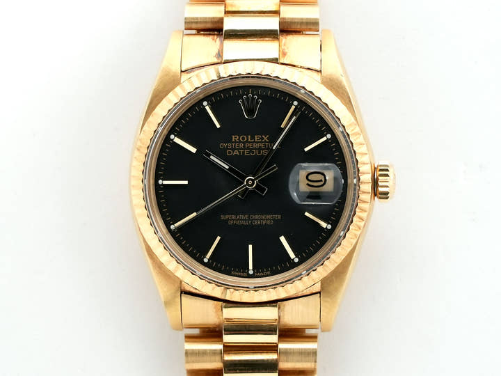ロレックス デイトジャスト Ref.1601 イエローゴールド ブラック文字盤 中古 7evi39ki