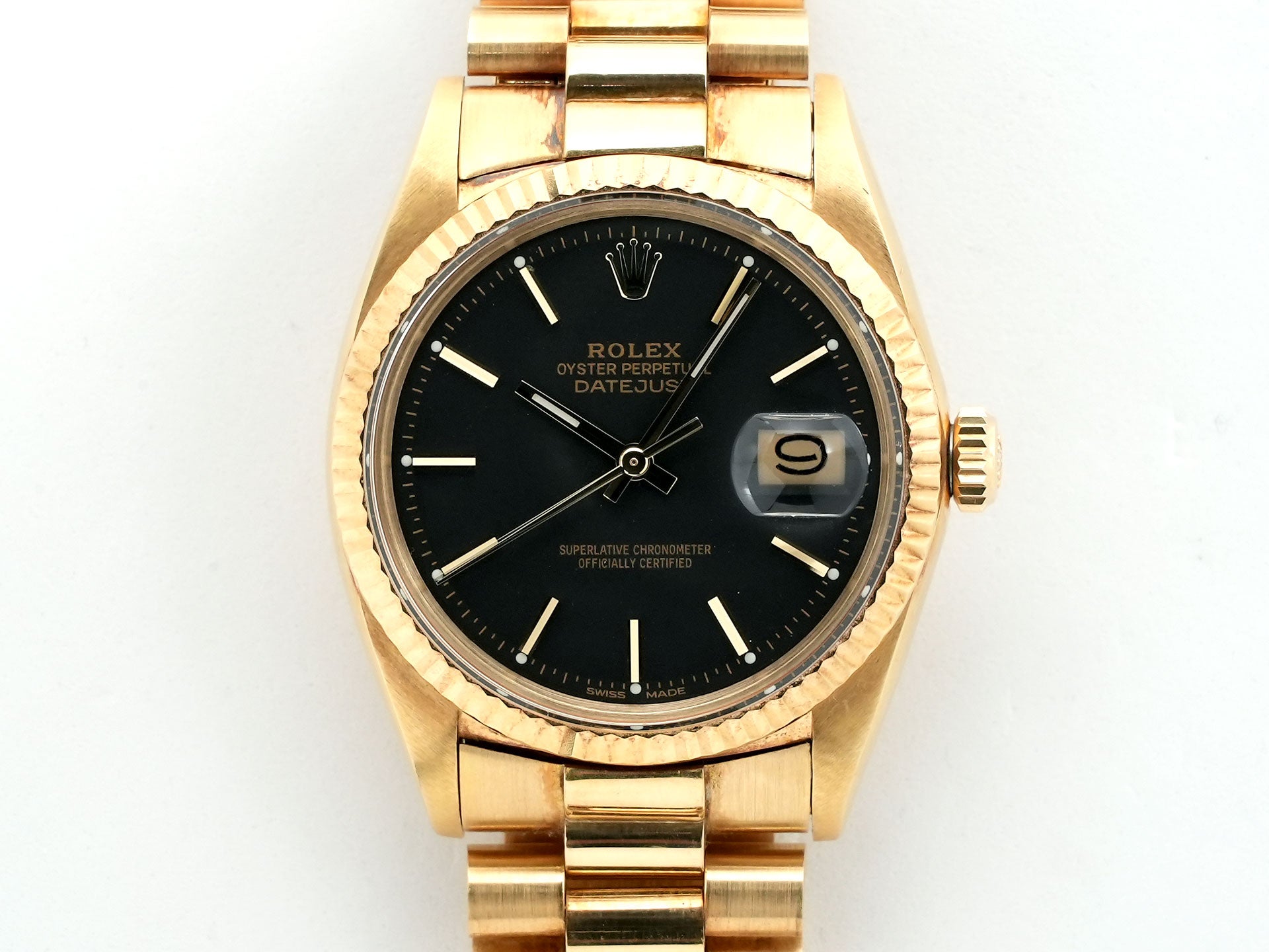 ロレックス デイトジャスト Ref.1601 イエローゴールド ブラック文字盤 中古 7evi39ki