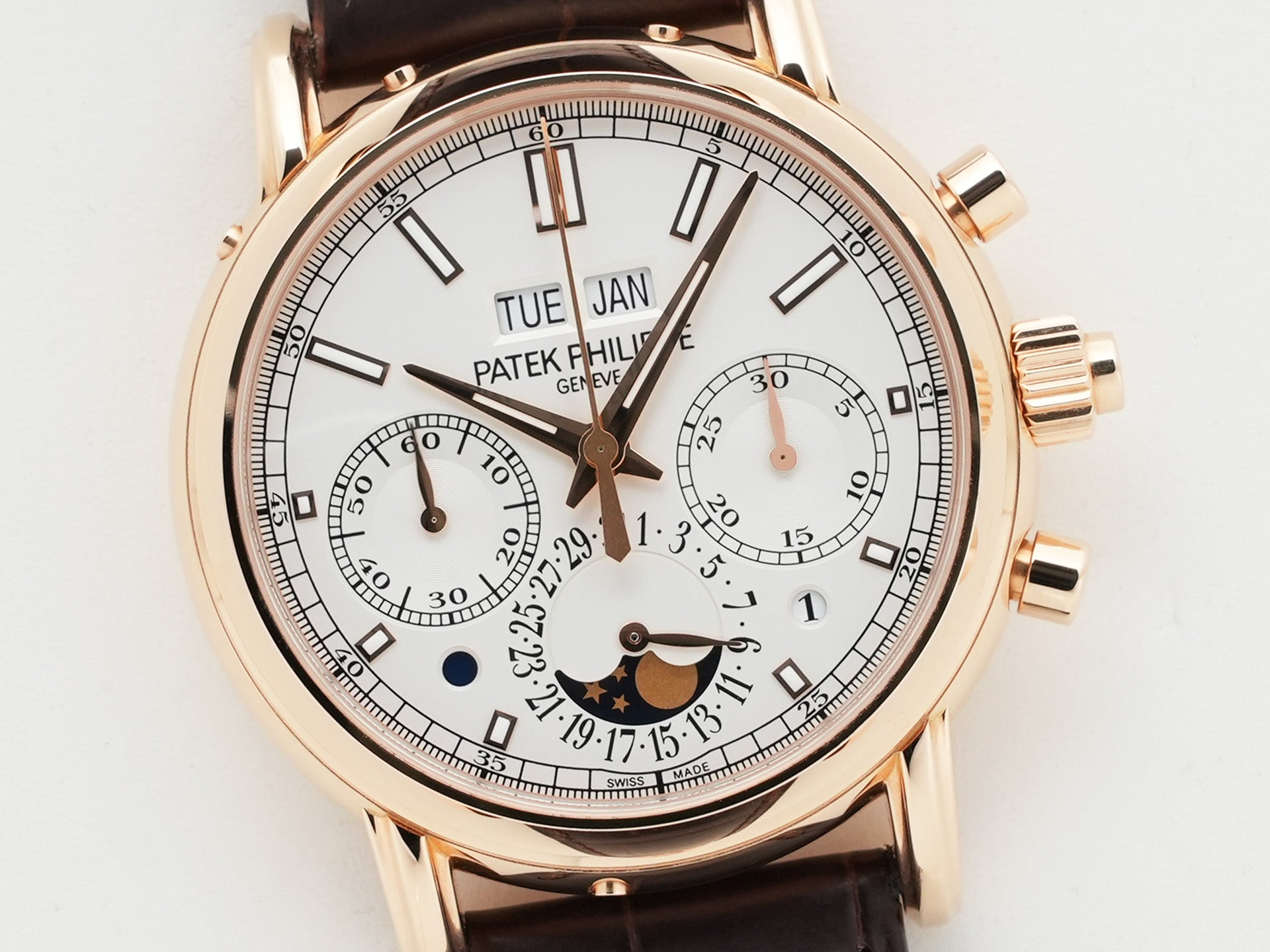 パテックフィリップ パーペチュアルカレンダー スプリットセコンド クロノグラフ Ref.5204R-001 ローズゴールド シルバーオパーリン文字盤 美中古 iazyu46d