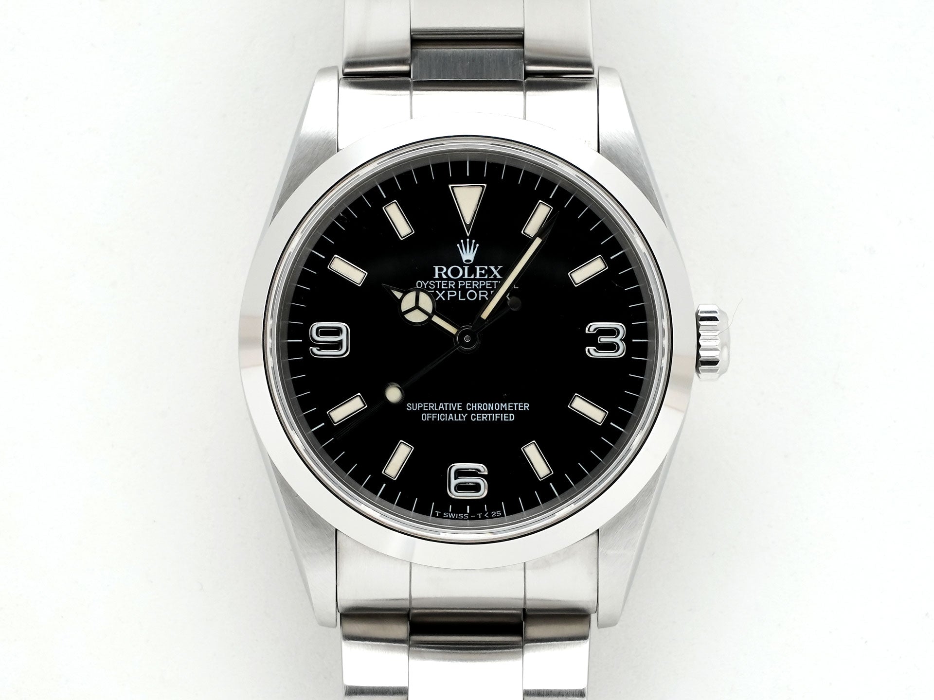 Pre-owned Rolex Explorer I Ref. 14270 Stainless Steel Black Dial Oyster Bracelet yhy82ixq