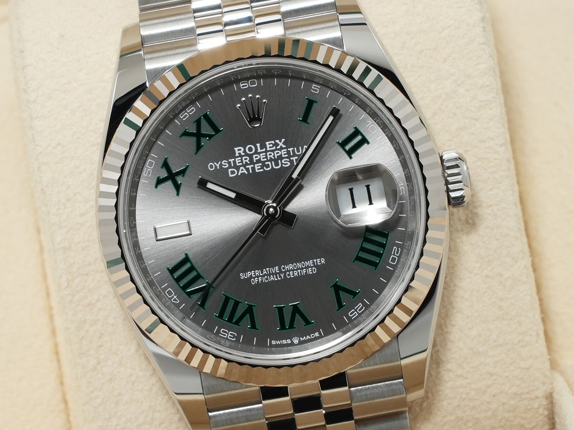 Rolex Datejust 36 Ref. 126234 Stainless Steel/White Gold Slate Roman Dial Jubilee Bracelet Excellent Condition haj23jkh