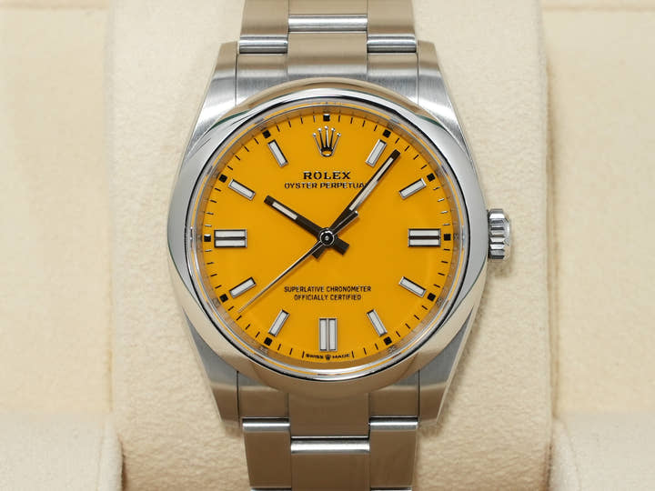 ロレックス オイスターパーペチュアル36 Ref.126000 ステンレススチール イエロー文字盤 美品 atbq22oq