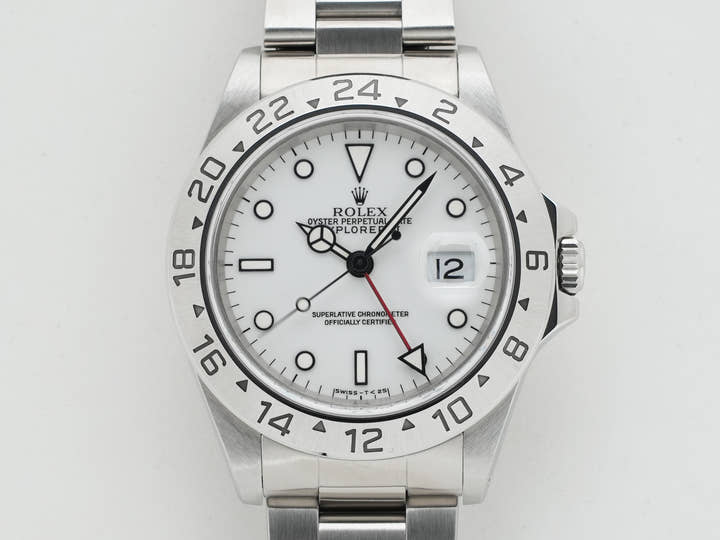 ロレックス エクスプローラーII Ref.16570 ステンレススチール ホワイト文字盤 オイスターブレスレット 中古 91PFH3L8