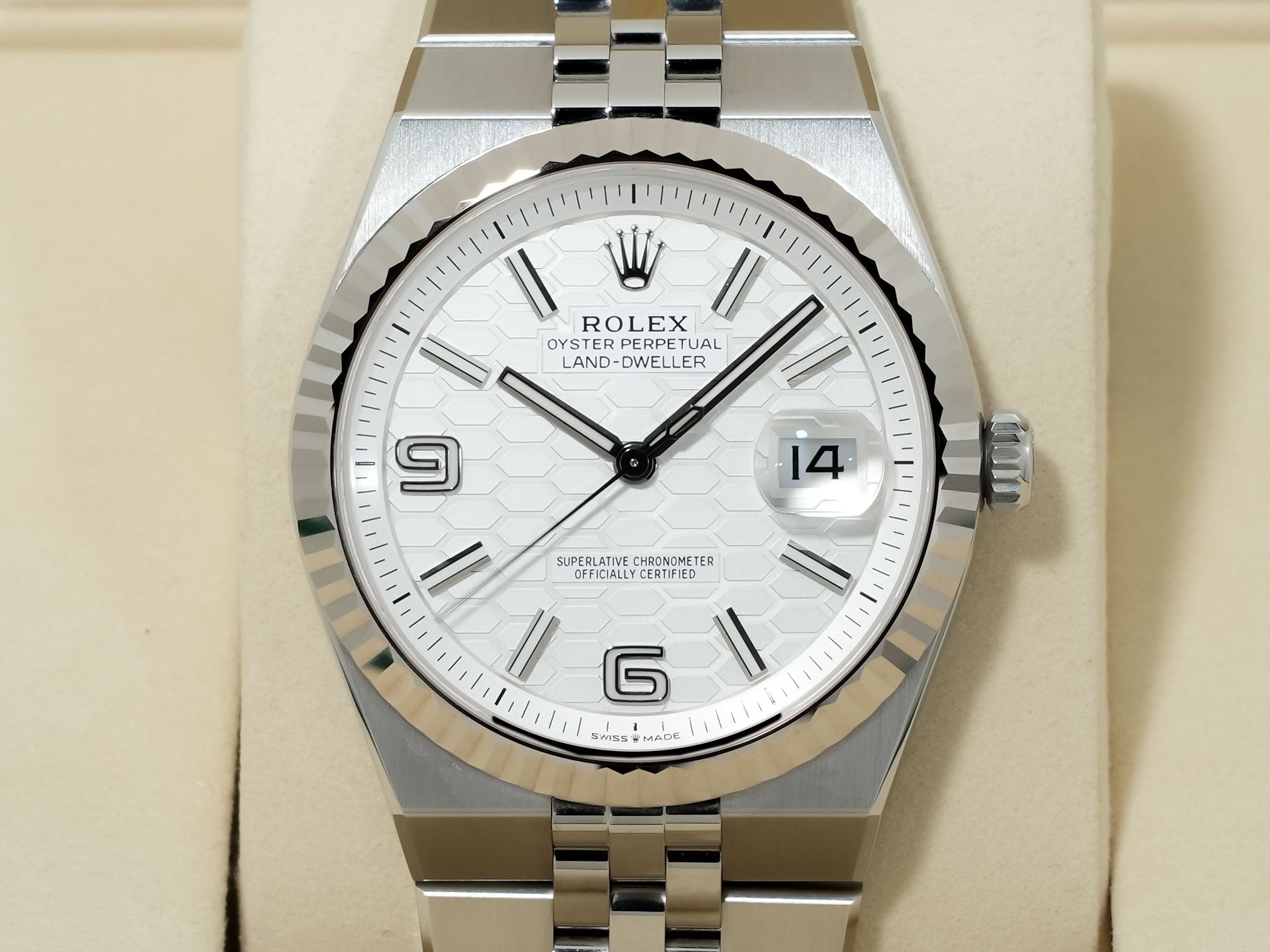 ロレックス ランドドゥエラー Ref.127334 ステンレススチール/ホワイトゴールド ホワイト文字盤 ジュビリーブレスレット 未使用 h9fa3r53