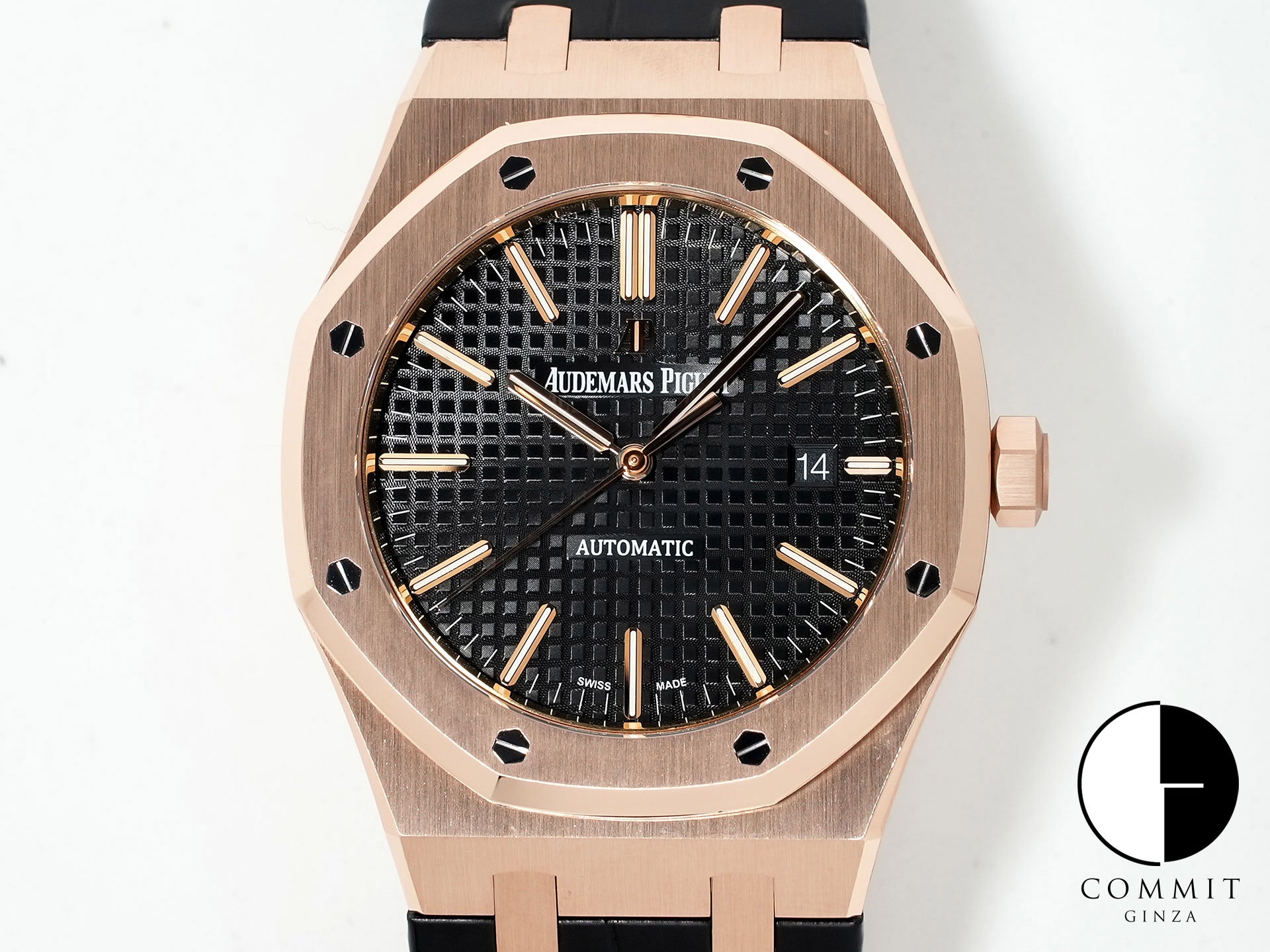 Audemars Piguet Royal Oak Ref. 15400OR.OO.D002CR.01 Pink Gold Black Dial Pre-owned kk9pfqiv