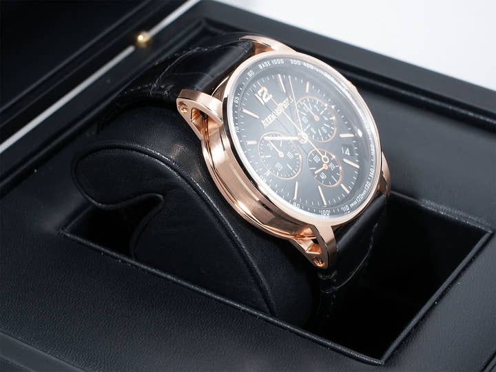 オーデマピゲ CODE 11.59 バイ オーデマ ピゲ クロノグラフ Ref.26393OR.OO.A002CR.01 ピンクゴールド ブラックラッカー文字盤 美品 2kukvnbt