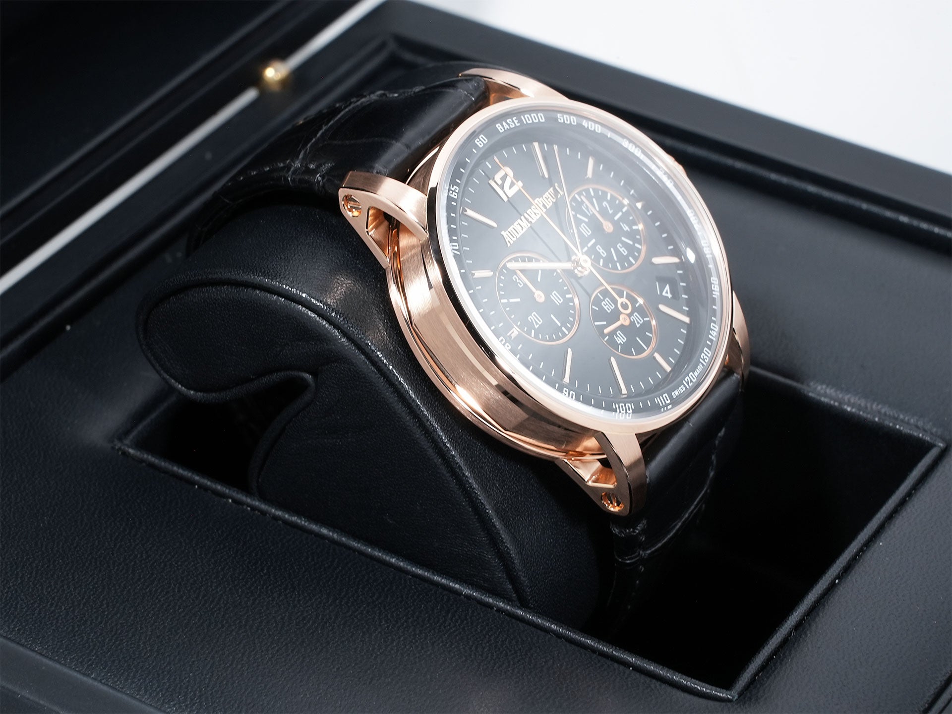 オーデマピゲ CODE 11.59 バイ オーデマ ピゲ クロノグラフ Ref.26393OR.OO.A002CR.01 ピンクゴールド ブラックラッカー文字盤 美品 2kukvnbt