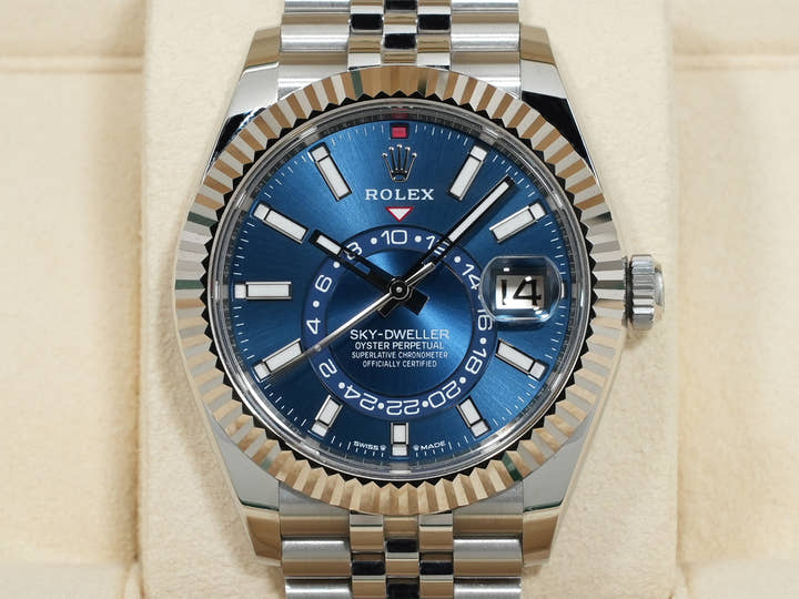 ロレックス スカイドゥエラー Ref.336934 ステンレススチール/ホワイトゴールド ブルー文字盤 ジュビリーブレスレット 美中古 ppypeew7