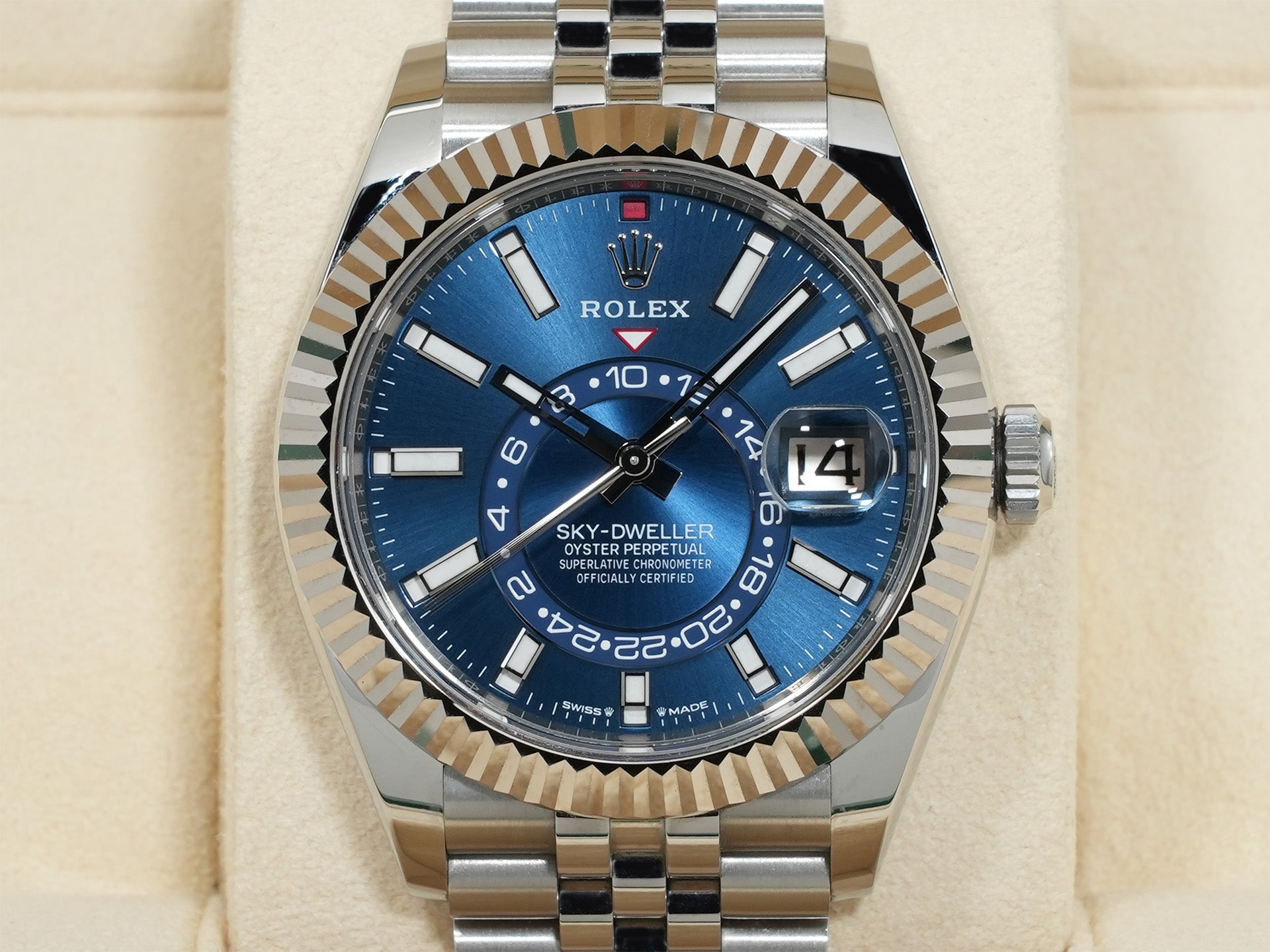 ロレックス スカイドゥエラー Ref.336934 ステンレススチール/ホワイトゴールド ブルー文字盤 ジュビリーブレスレット 美中古 ppypeew7