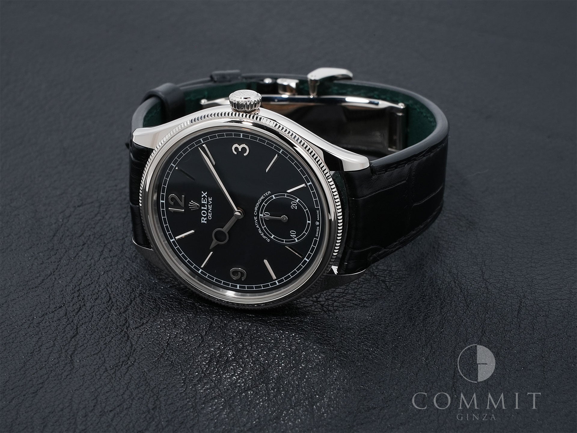 ロレックス 1908 Ref.52509 ホワイトゴールド ブラック文字盤 革ベルト 極美品 favnyakw