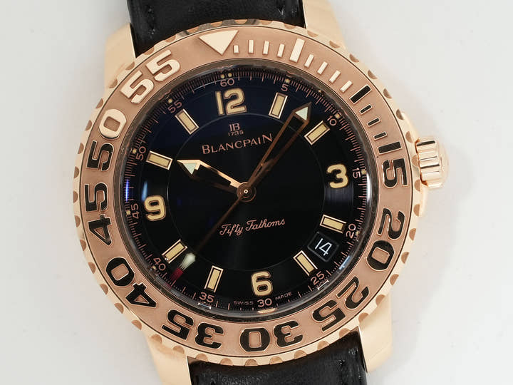 ブランパン フィフティ ファゾムス Ref.2200-3630-63B イエローゴールド ブラック文字盤 中古 o7bm3jih