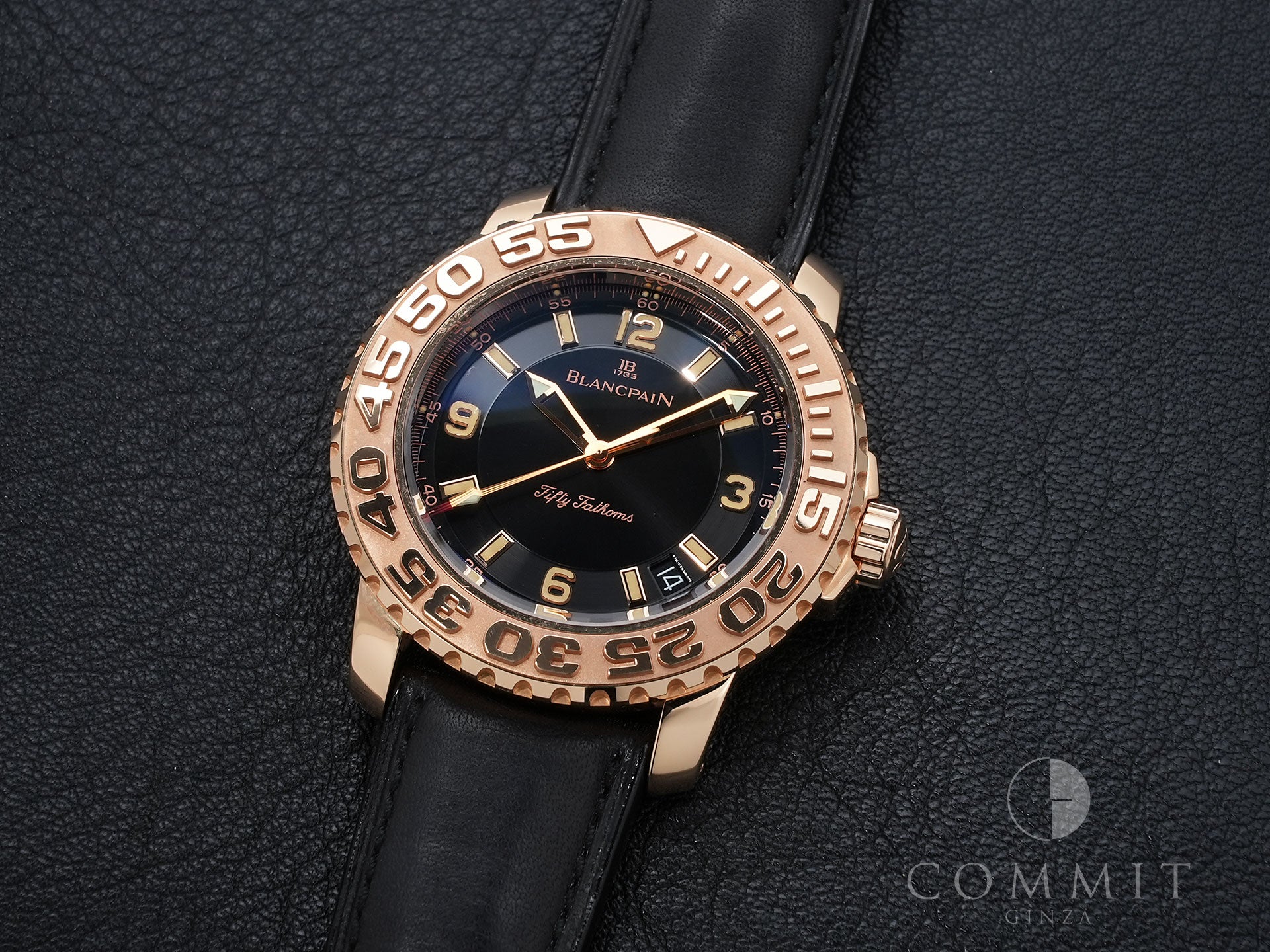 ブランパン フィフティ ファゾムス Ref.2200-3630-63B イエローゴールド ブラック文字盤 中古 o7bm3jih