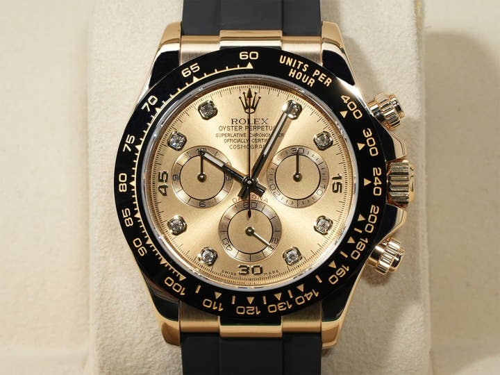 ロレックス デイトナ Ref.116518LNG イエローゴールド シャンパンx8Pダイヤ文字盤 美中古 8g9cu8n4