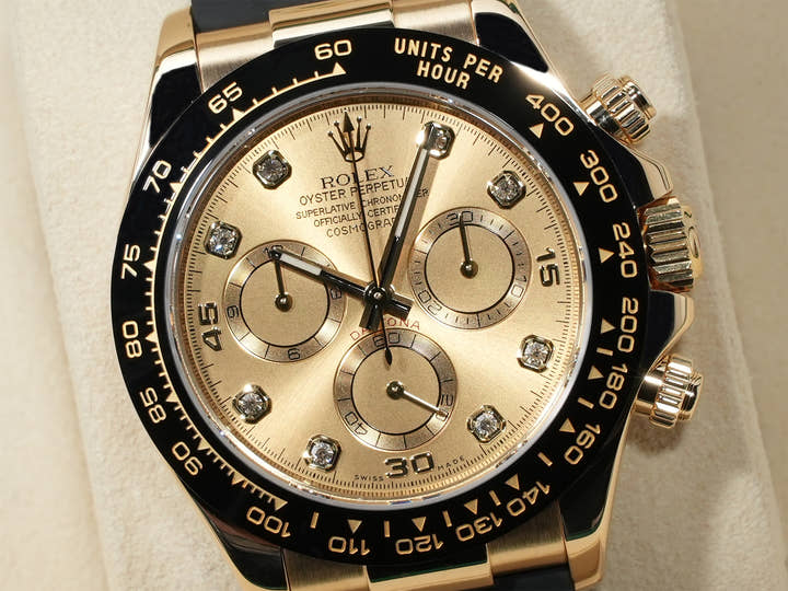 ロレックス デイトナ Ref.116518LNG イエローゴールド シャンパンx8Pダイヤ文字盤 美中古 8g9cu8n4