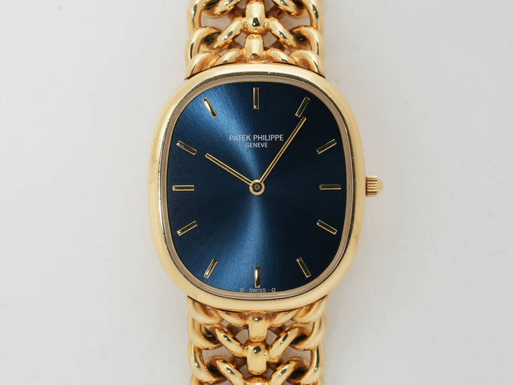 パテックフィリップ ゴールデンエリプス Ref.3738/119 イエローゴールド ブルー文字盤 中古 ee5h2r4i