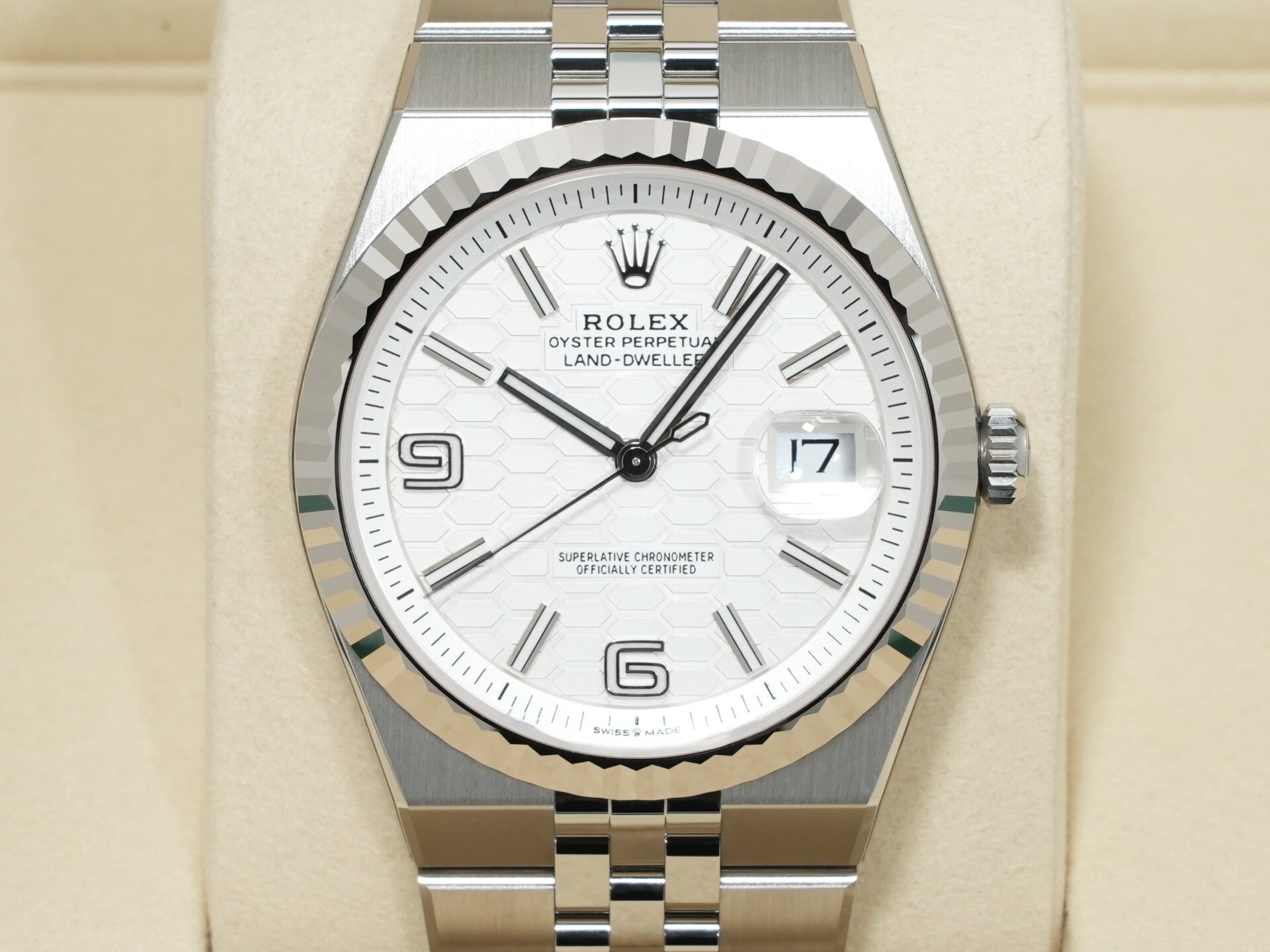 ロレックス ランドドゥエラー Ref.127334 ステンレススチール/ホワイトゴールド ホワイト文字盤 ジュビリーブレスレット 未使用 spa89wt9