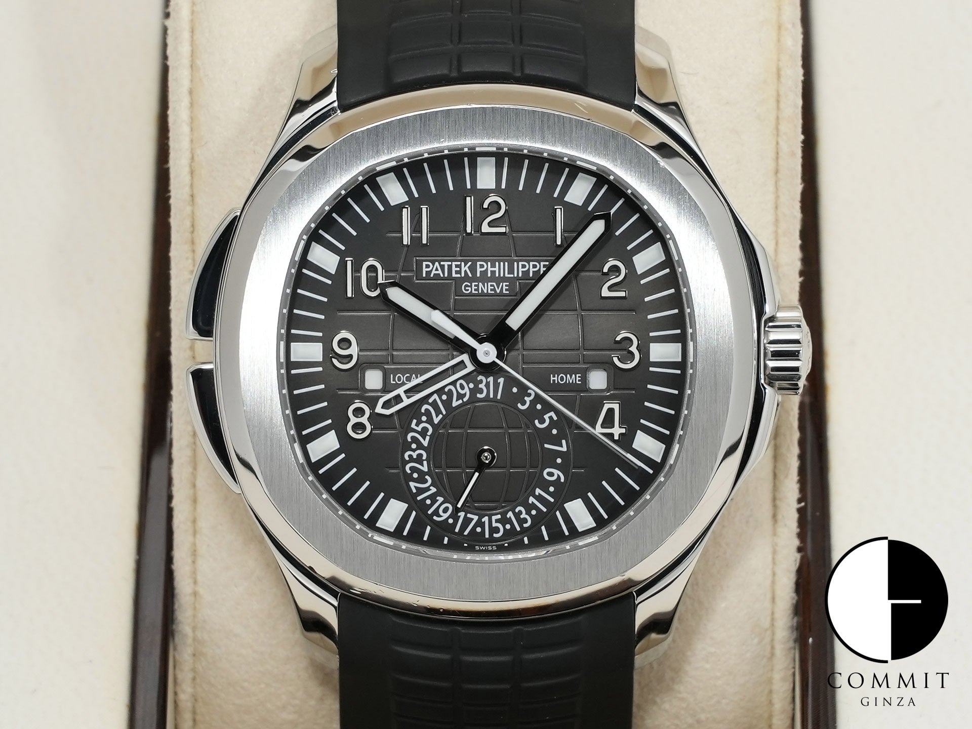 パテックフィリップ アクアノート トラベルタイム Ref.5164A-001 ステンレススチール ブラック文字盤 中古 kcpafj2t