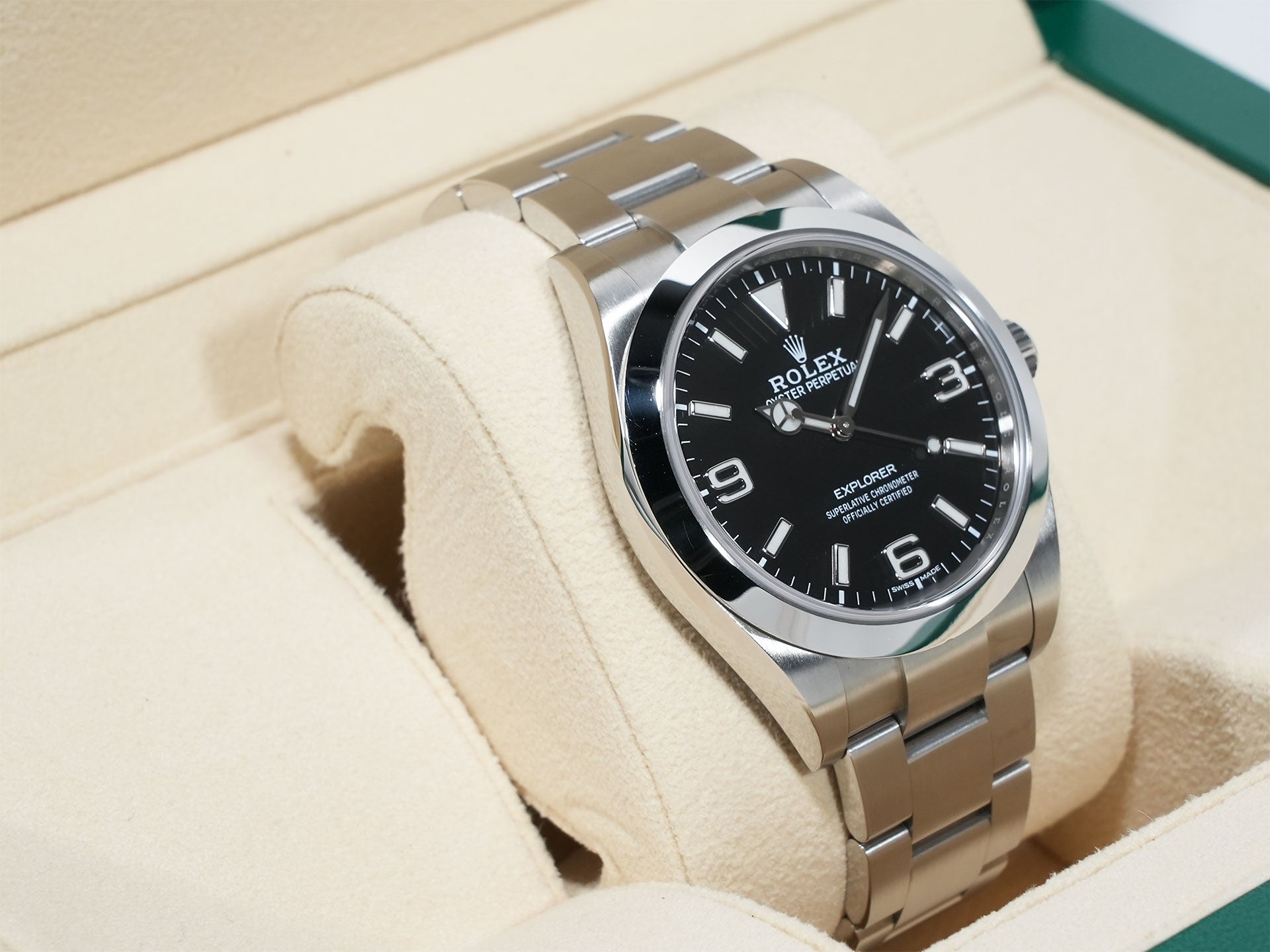 Rolex Explorer I Ref. 214270 Stainless Steel Black Dial Oyster Bracelet Excellent Condition vforwocb