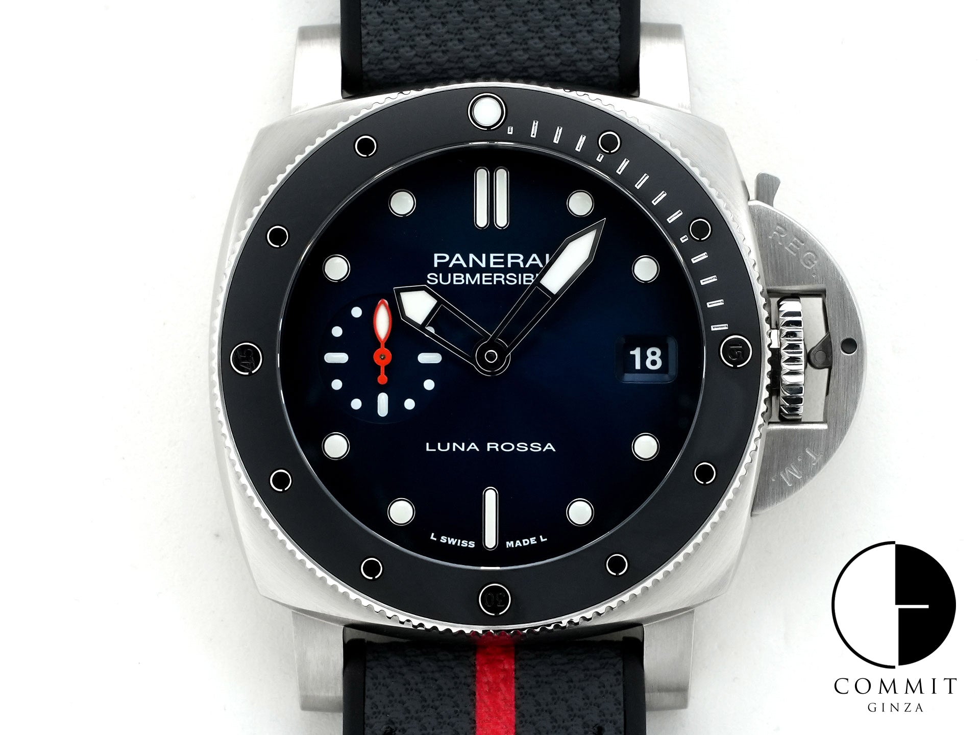 パネライ サブマーシブル ルナ・ロッサ Ref.PAM01565 ステンレススチール ブルー文字盤 極美品 v8egdswg