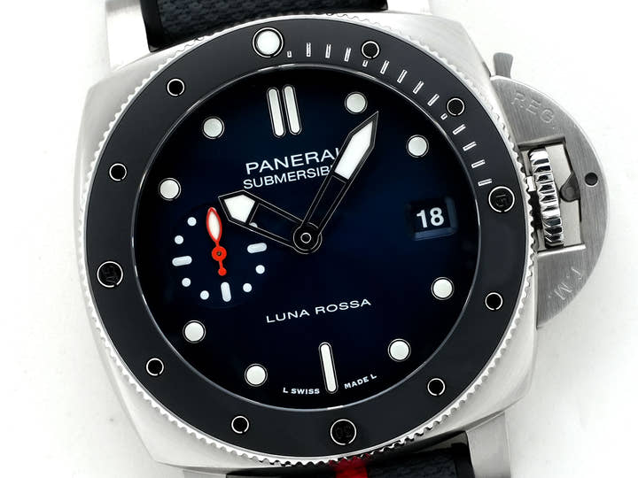 パネライ サブマーシブル ルナ・ロッサ Ref.PAM01565 ステンレススチール ブルー文字盤 極美品 v8egdswg